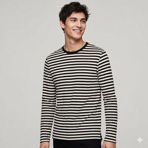 H&M Black & White Striped Long Sleeve T-Shirt - XS